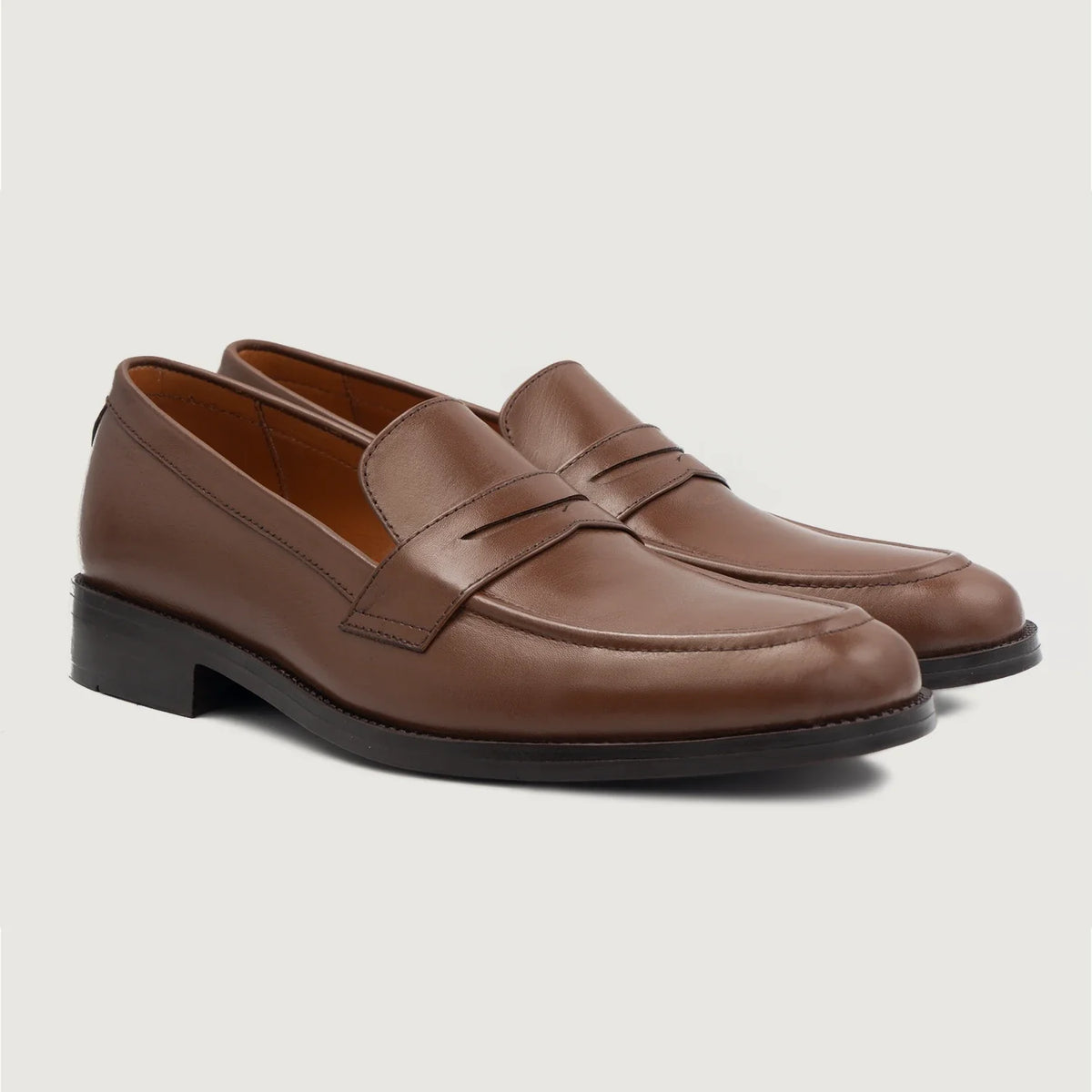 Baxton Marrone Mocassini in pelle da Uomo in Brown Full-Grain Leather - Vista laterale | Acquista online