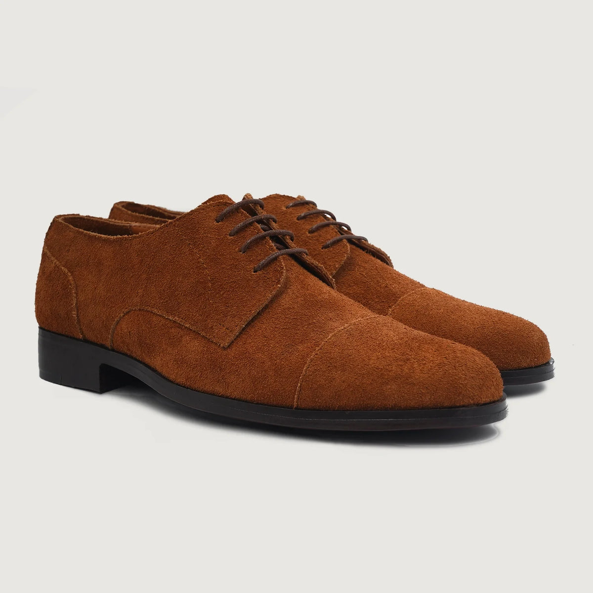 Attorney Derby Marrone Suede Scarpe in pelle da Uomo For Men in Brown Goatskin Suede - Vista laterale | Acquista online
