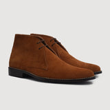 Corry Chukka Brown Suede Leather Boots For Men in Brown Goatskin Suede - Lateral Side Profile View | Buy Online