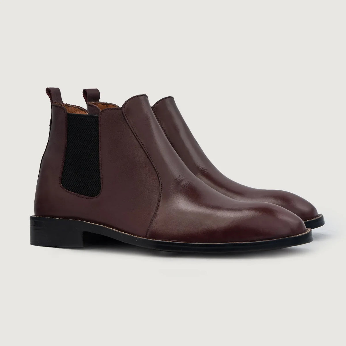 Clarkson Chelsea Marrone Rossiccio Stivali in pelle da Uomo For Men in Maroon Full-Grain Leather - Vista laterale | Acquista online