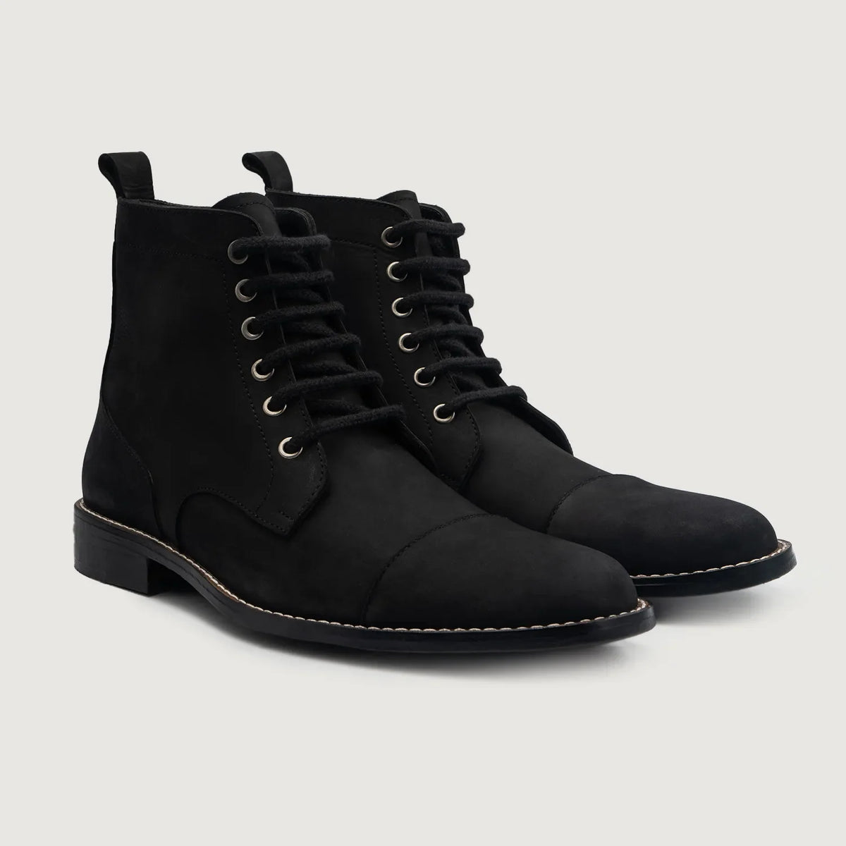 Knight Derby Nero Nubuck Stivali in pelle da Uomo For Men in vera pelle bovina nera - Vista laterale | Acquista online