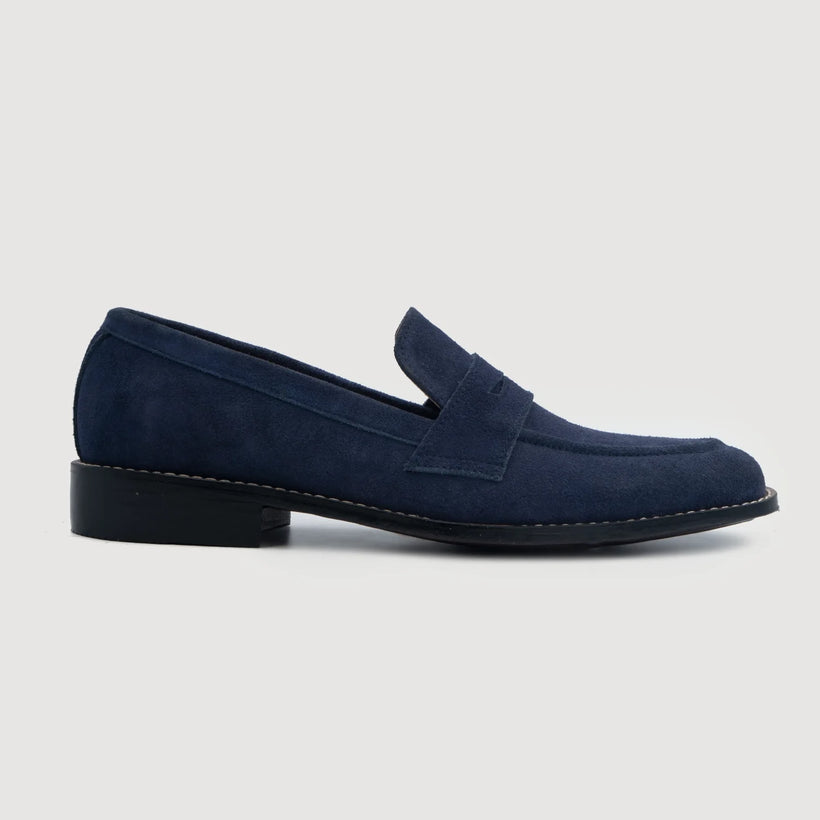 Baxton Blu Suede Leather Loafers da Uomo