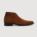 Brown Goatskin Suede Leather Boots - Goodyear Welt Construction & Front Toe Box Detail