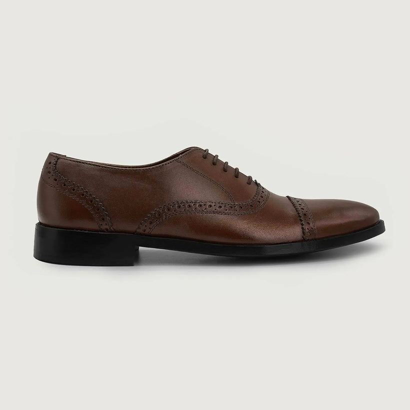 Grigioson Brogues Oxford Marrone Leather Shoes da Uomo