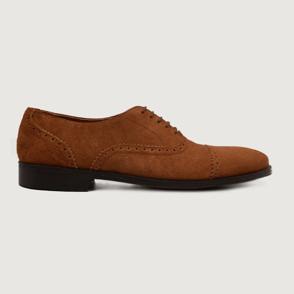 Brown Goatskin Suede Leather Shoes - Costruzione Goodyear a guardolo & dettaglio puntale