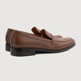 Baxton Brown Leather Loafers - Reinforced Heel Counter & Precision Double-Row Stitching Detail