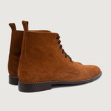 Men's Knight Derby Brown Suede Leather Boots - Reinforced Heel Counter & Precision Double-Row Stitching Detail