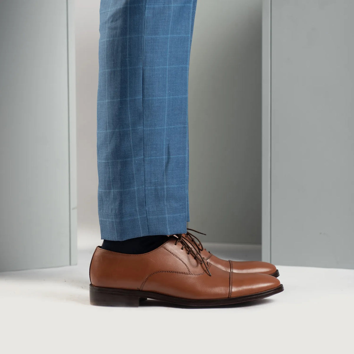 Professor Oxford Cuoio Scarpe in pelle da Uomo For Men - Contrafforte tallone rinforzato & doppie cuciture di precisione