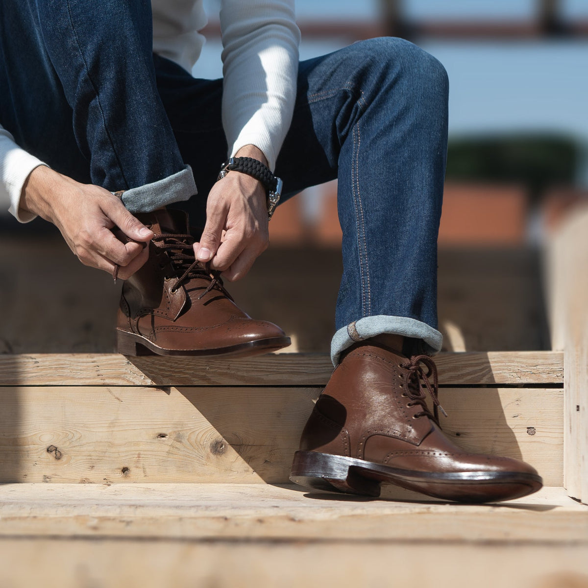 Orlaven Duster Brogues Derby Marrone Stivali in pelle da Uomo footwear image 9
