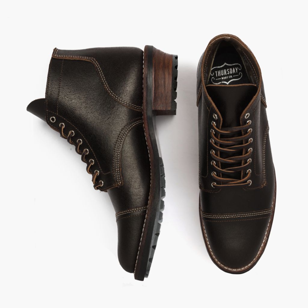 Vanguard Waxed Cacao Stivali in pelle da Uomo For Men - Contrafforte tallone rinforzato & doppie cuciture di precisione