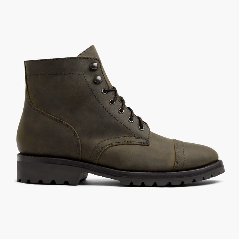 Captain StormKing® Dark Olive Matte Leather Boots da Uomo