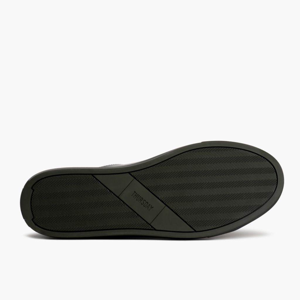 High-Traction Rubber Outsole & Lug Tread Pattern on Encore Forest Leather Sneakers