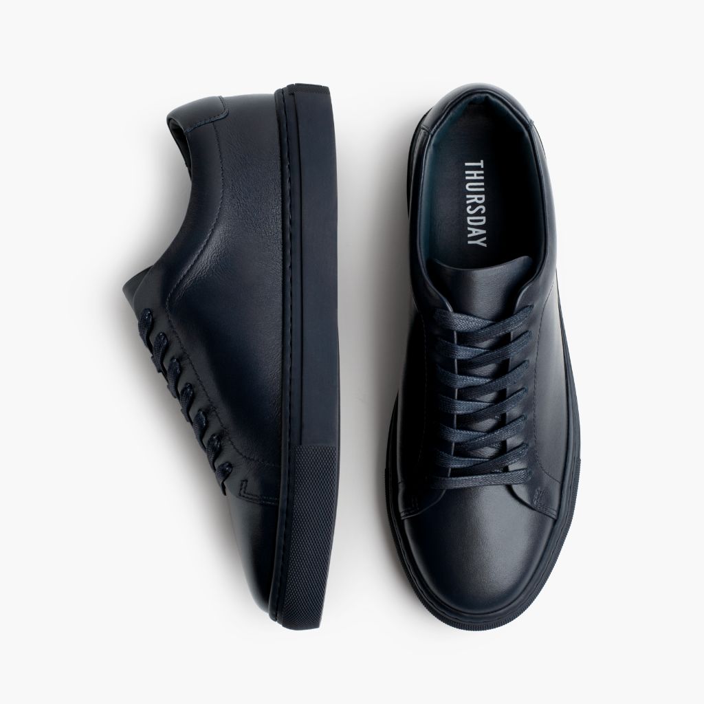Encore Navy Leather Sneakers - Contrafforte tallone rinforzato & doppie cuciture di precisione