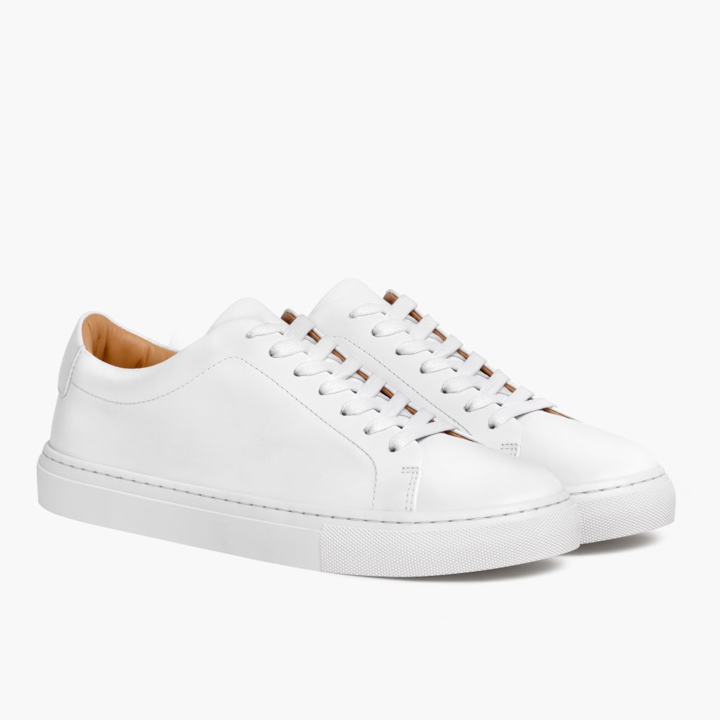 Encore White Leather Sneakers in White Full-Grain Leather - Vista laterale | Acquista online