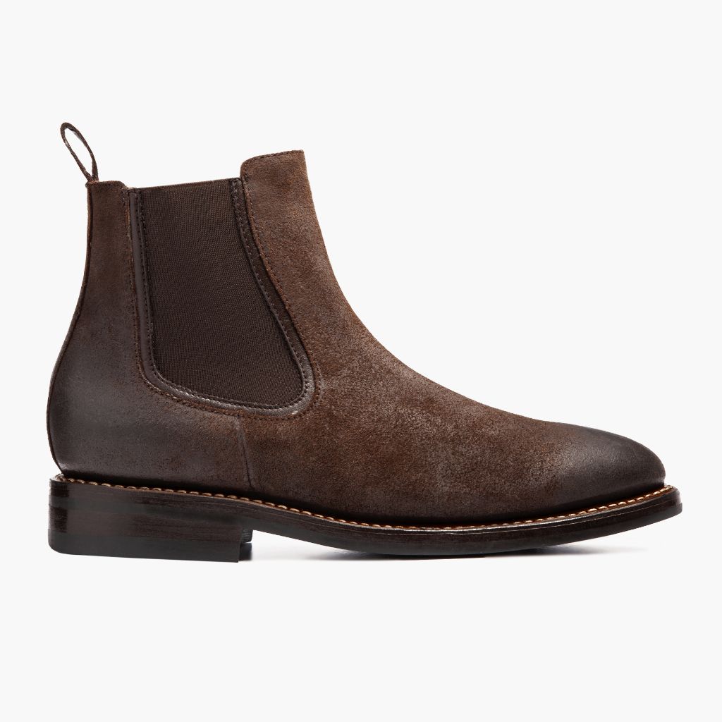 Chocolate Goatskin Suede Leather Boots - Costruzione Goodyear a guardolo & dettaglio puntale