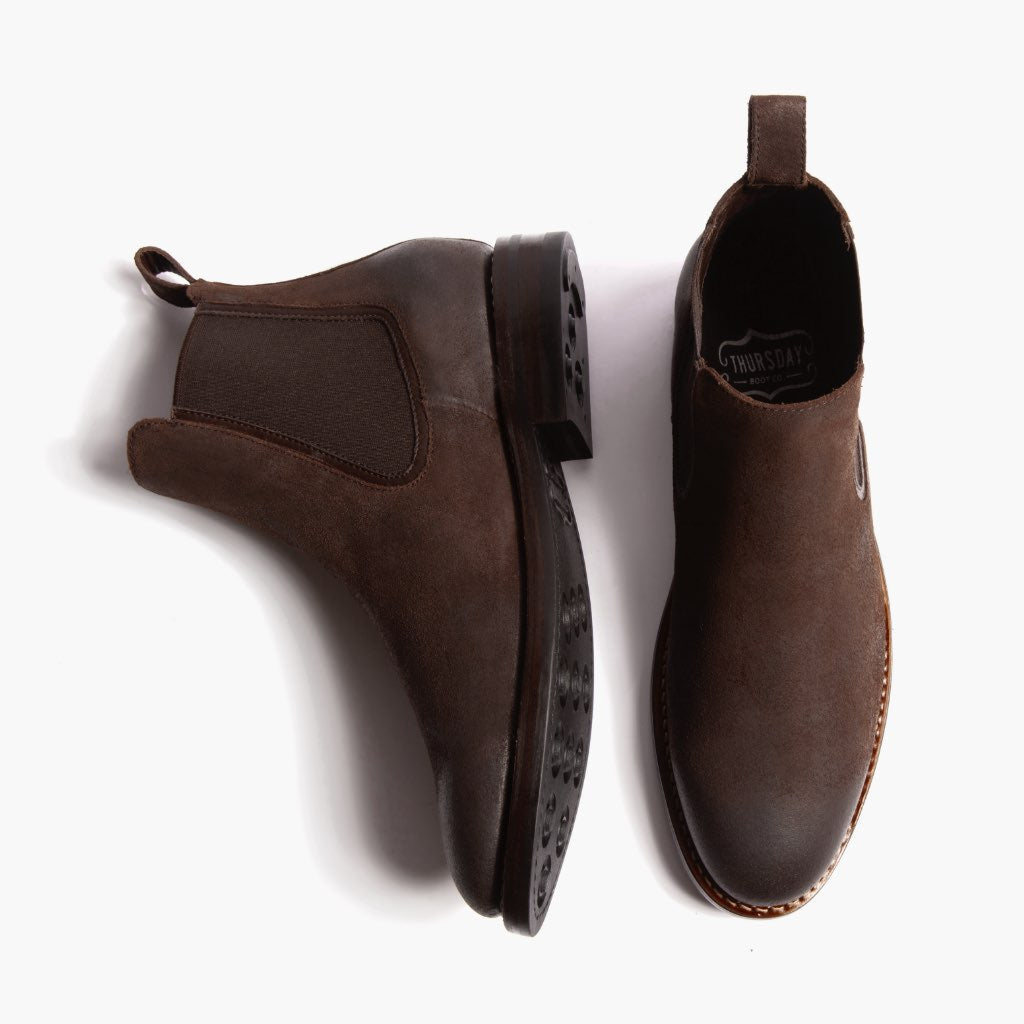 Duke Cioccolato Suede Stivali in pelle da Uomo - Contrafforte tallone rinforzato & doppie cuciture di precisione