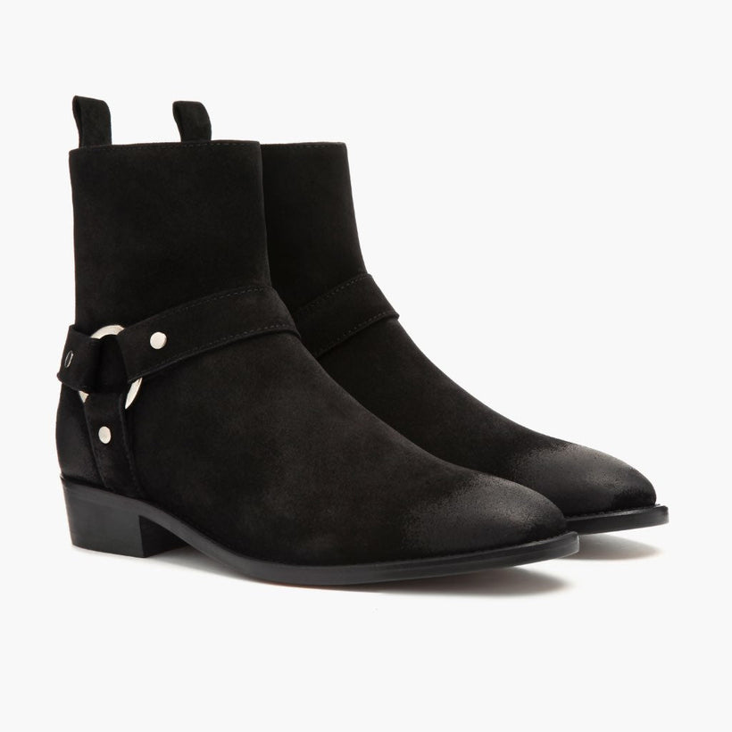 Harness Nero Suede Stivali in pelle da Uomo
