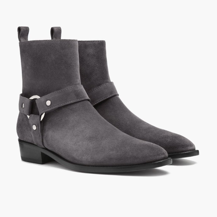 Harness Grigio Suede Stivali in pelle da Uomo