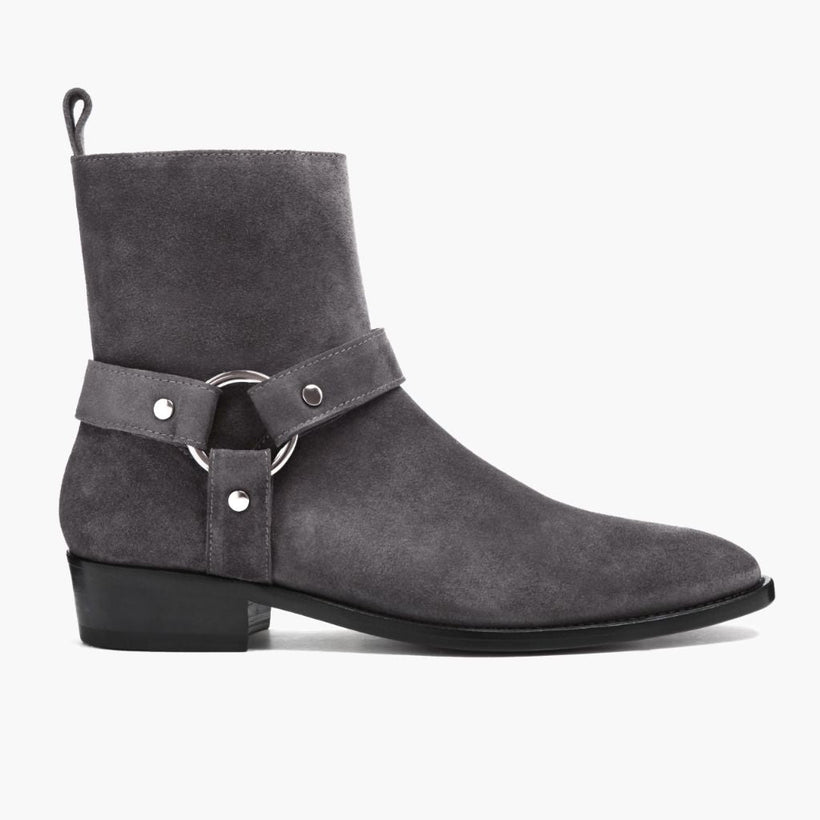Harness Grigio Suede Stivali in pelle da Uomo