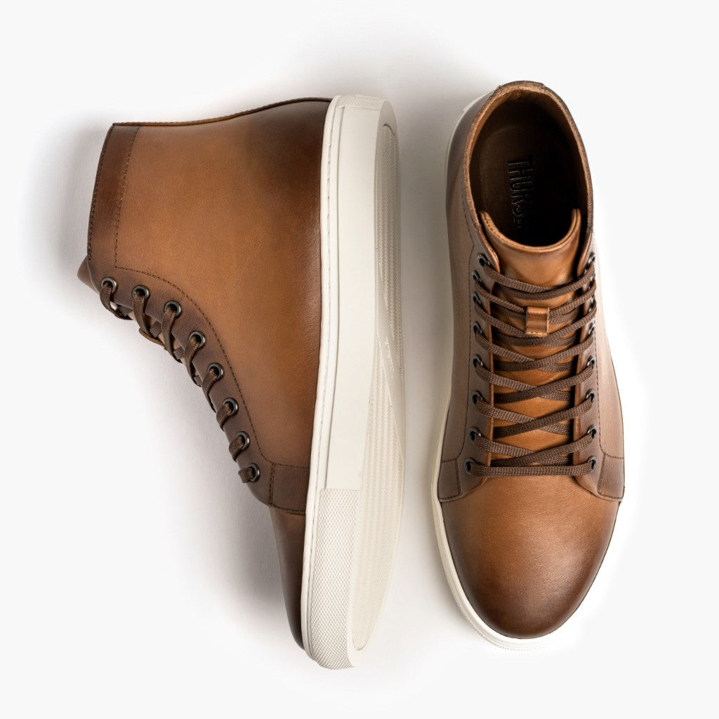 Premier High Top Toffee Sneakers in pelle da Uomo For Men - Contrafforte tallone rinforzato & doppie cuciture di precisione