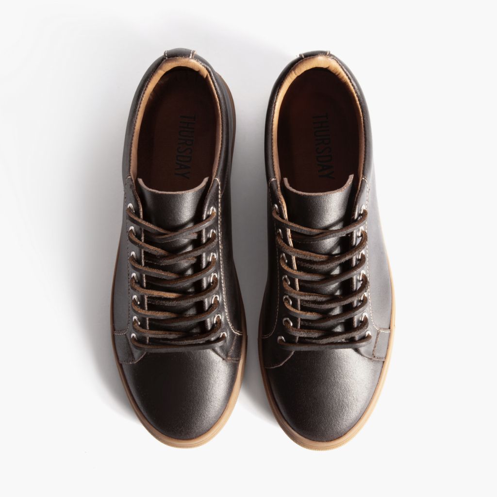 Premier Low Top Cacao Sneakers in pelle da Uomo For Men - Contrafforte tallone rinforzato & doppie cuciture di precisione