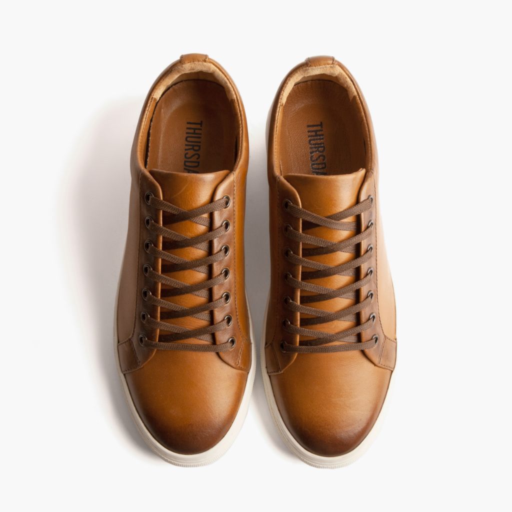 Premier Low Top Toffee Sneakers in pelle da Uomo For Men - Contrafforte tallone rinforzato & doppie cuciture di precisione