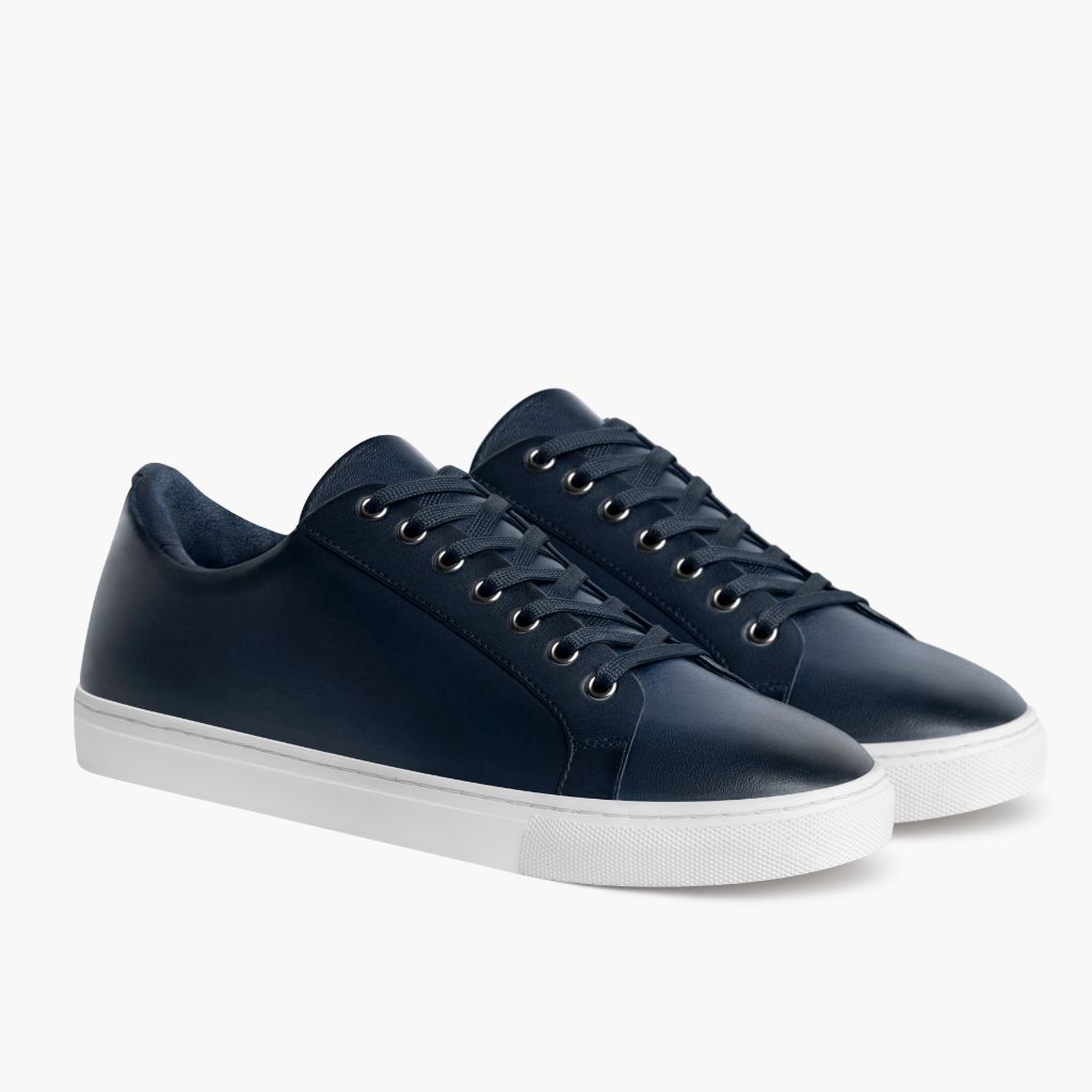 Premier Low Top Deep Blu Sneakers in pelle da Uomo For Men in Blue Full-Grain Leather - Vista laterale | Acquista online