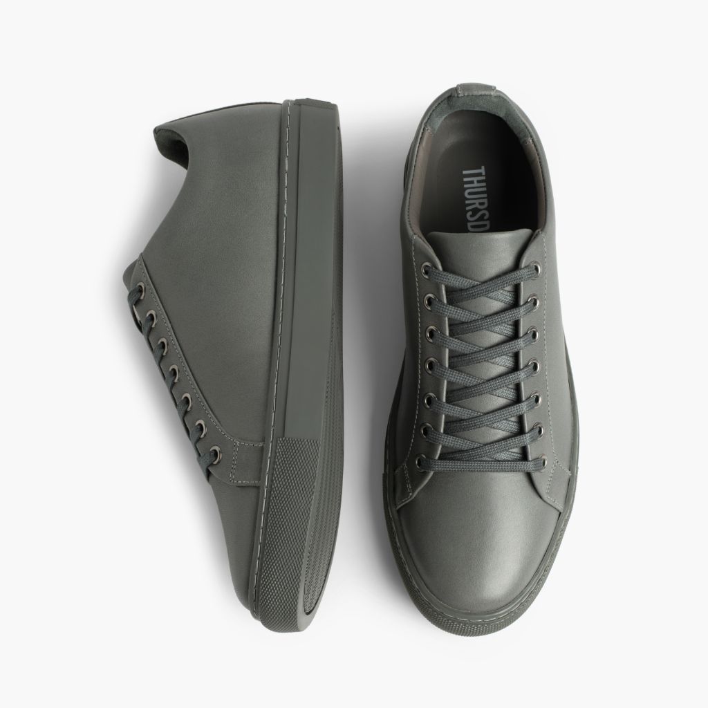 Premier Low Top Grigio Sneakers in pelle da Uomo For Men - Contrafforte tallone rinforzato & doppie cuciture di precisione