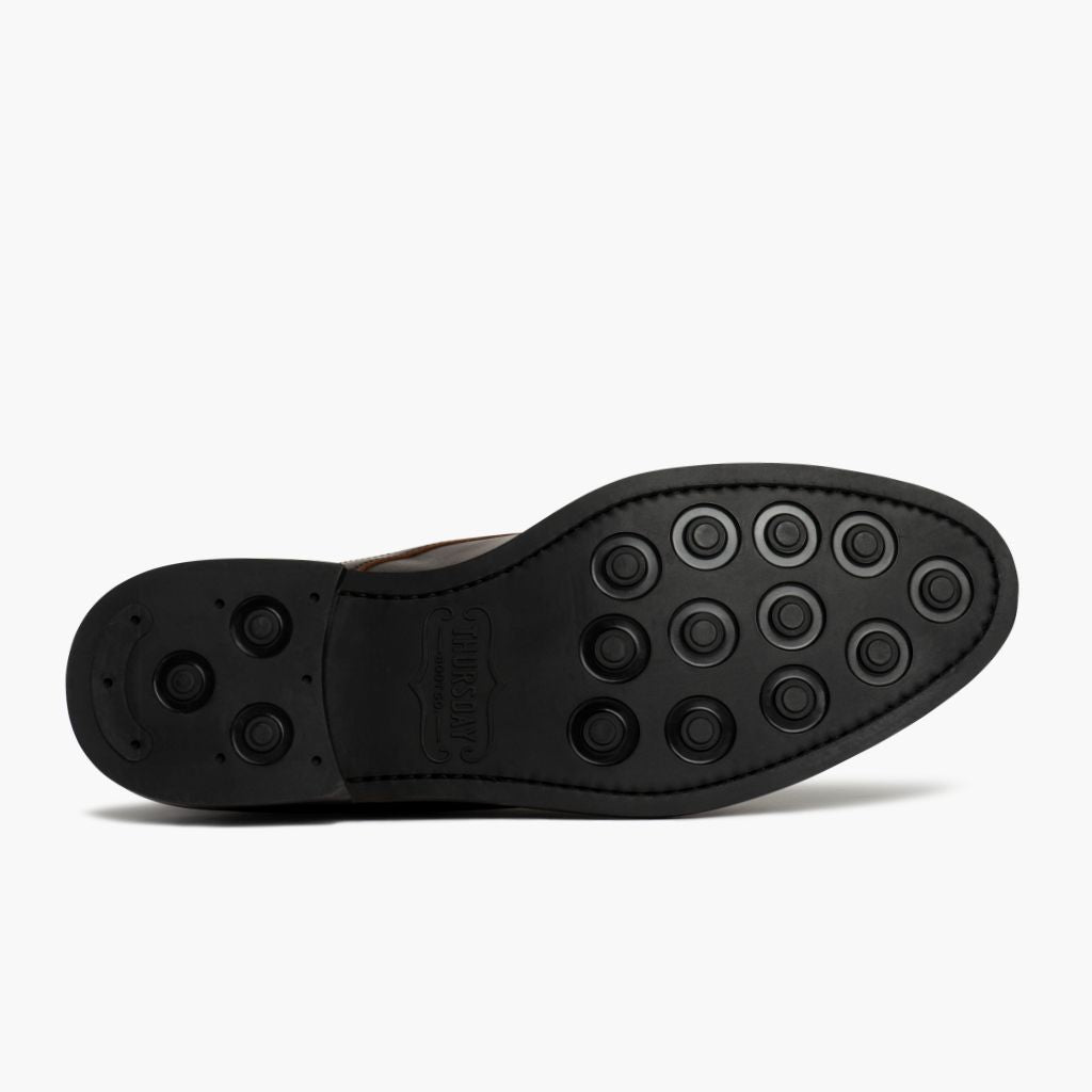 High-Traction Rubber Outsole & Lug Tread Pattern on Cadet Mogano Ricco Stivali in pelle da Uomo