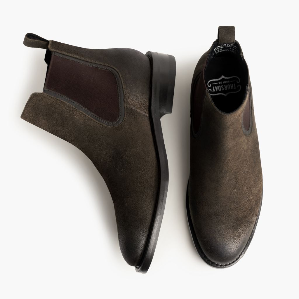 Duke Oliva Scuro Suede Stivali in pelle da Uomo - Contrafforte tallone rinforzato & doppie cuciture di precisione