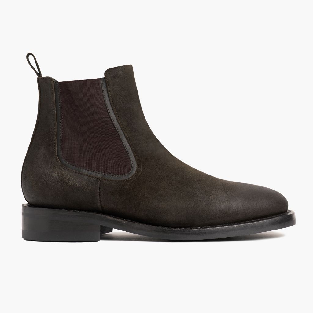 Olive Goatskin Suede Leather Boots - Costruzione Goodyear a guardolo & dettaglio puntale