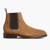 Classic Goatskin Suede Leather Boots - Goodyear Welt Construction & Front Toe Box Detail