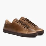 Premier Low Top Natural Leather Sneakers For Men in Classic Full-Grain Leather - Lateral Side Profile View | Buy Online