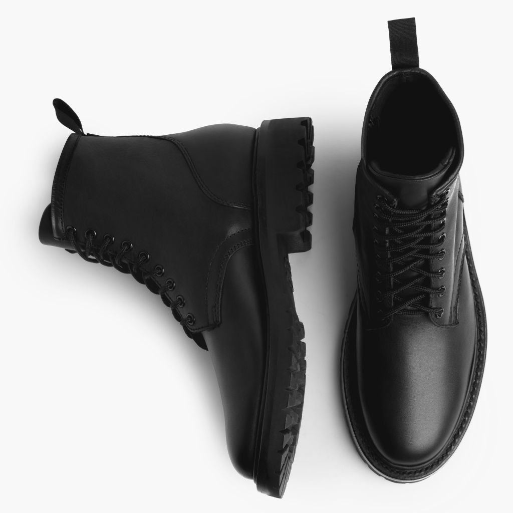 Stomper Nero (No Zipper) Stivali in pelle da Uomo For Men in vera pelle bovina nera - Vista laterale | Acquista online