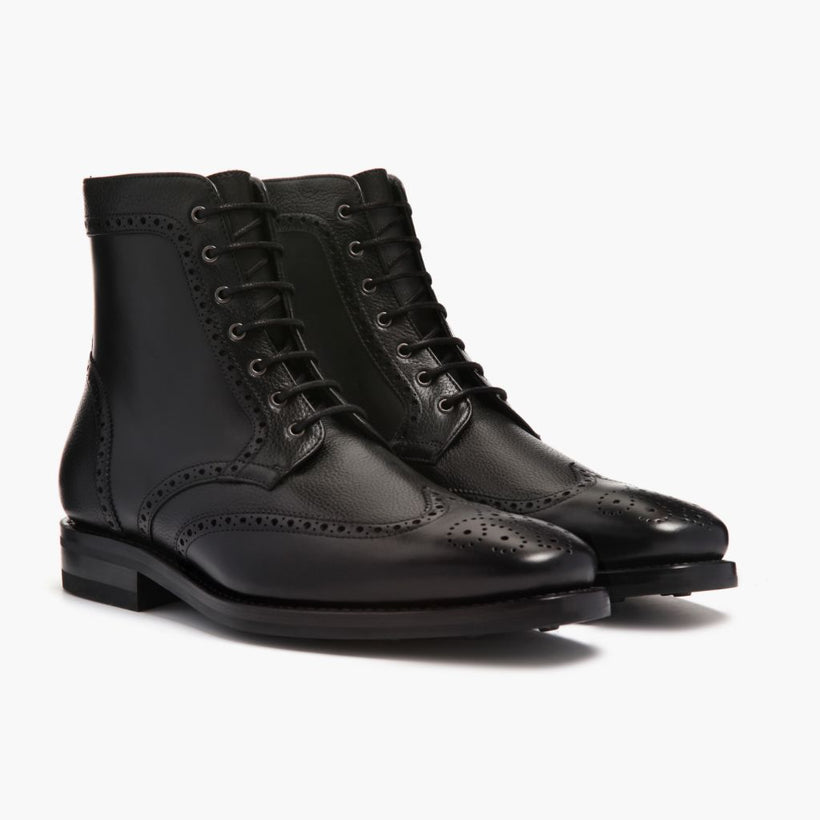 Wingtip Nero Stivali in pelle da Uomo