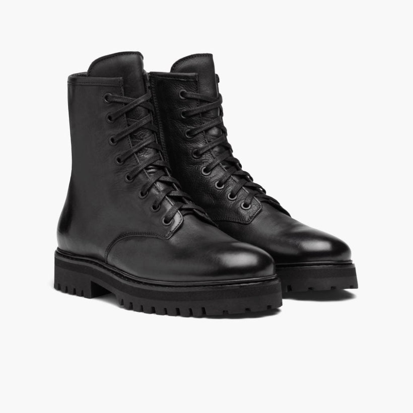 Combat Nero Leather Boots da Donna