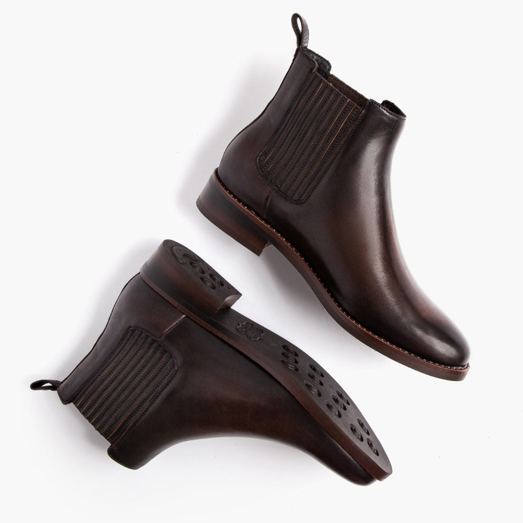 High-Traction Rubber Outsole & Lug Tread Pattern on Dreamer Caffè Nero Stivali in pelle da Donna