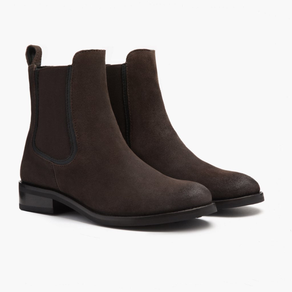 Dark Brown Goatskin Suede Leather Boots - Costruzione Goodyear a guardolo & dettaglio puntale
