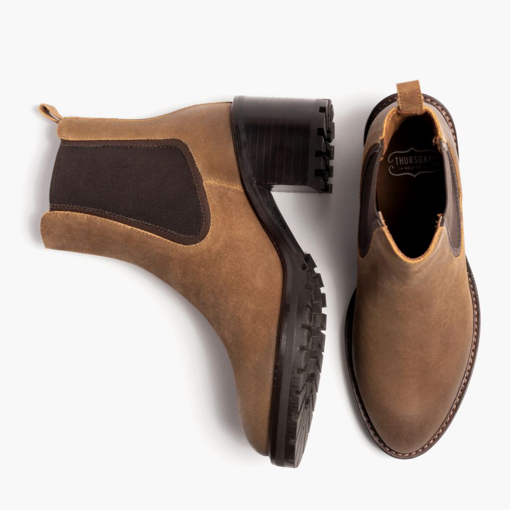 High-Traction Rubber Outsole & Lug Tread Pattern on Knockout Safari Stivali in pelle da Donna
