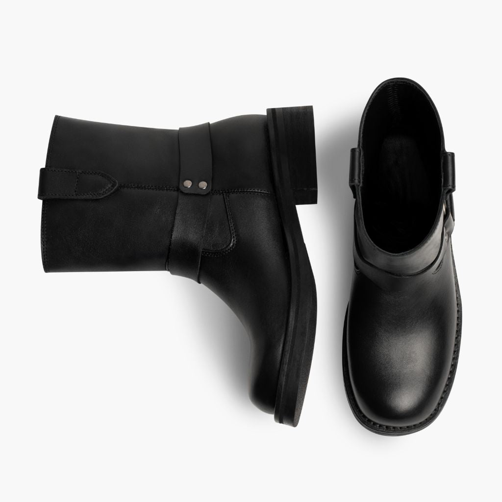 Outlaw Nero Stivali in pelle da Donna - Contrafforte tallone rinforzato & doppie cuciture di precisione