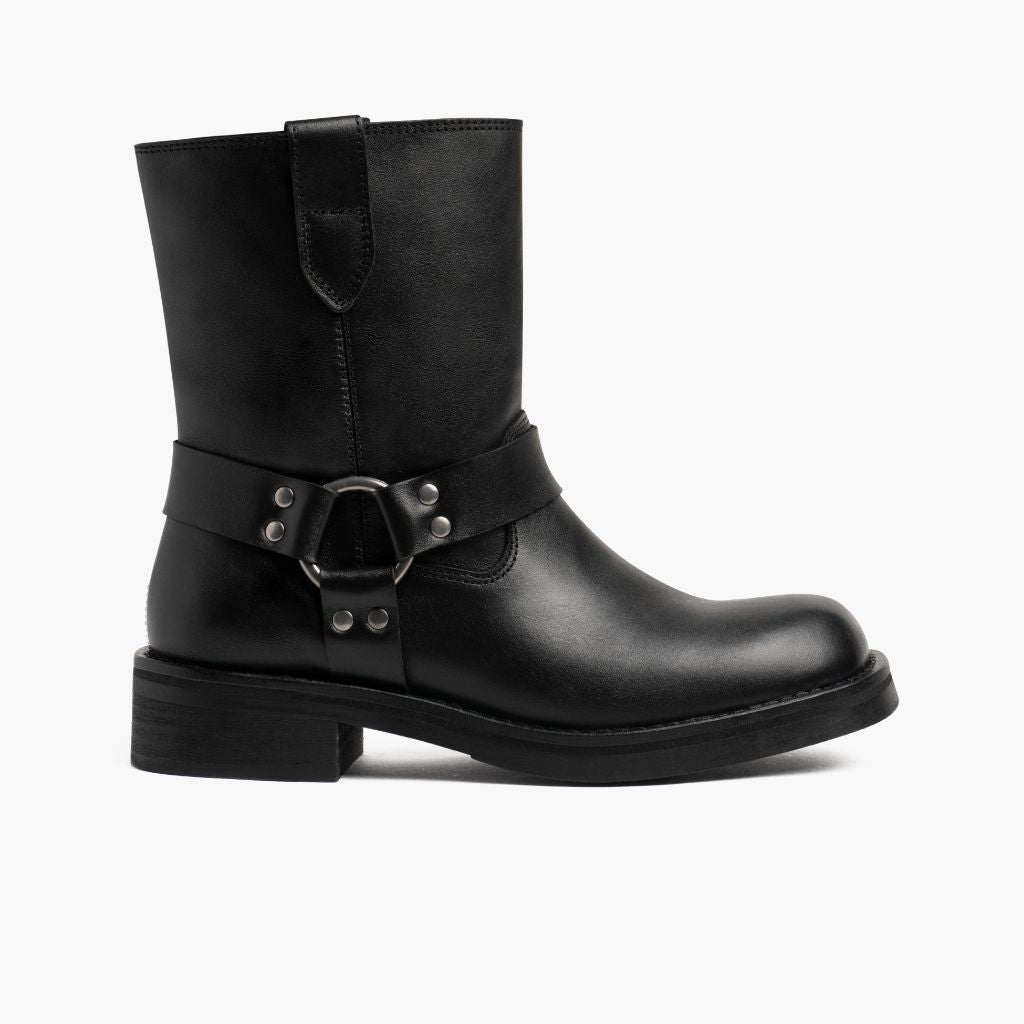 Outlaw Nero Stivali in pelle da Donna in vera pelle bovina nera - Vista laterale | Acquista online