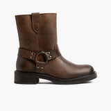 Women's Outlaw Light Tobacco Leather Boots in Classic Full-Grain Leather - Lateral Side Profile View | Buy Online