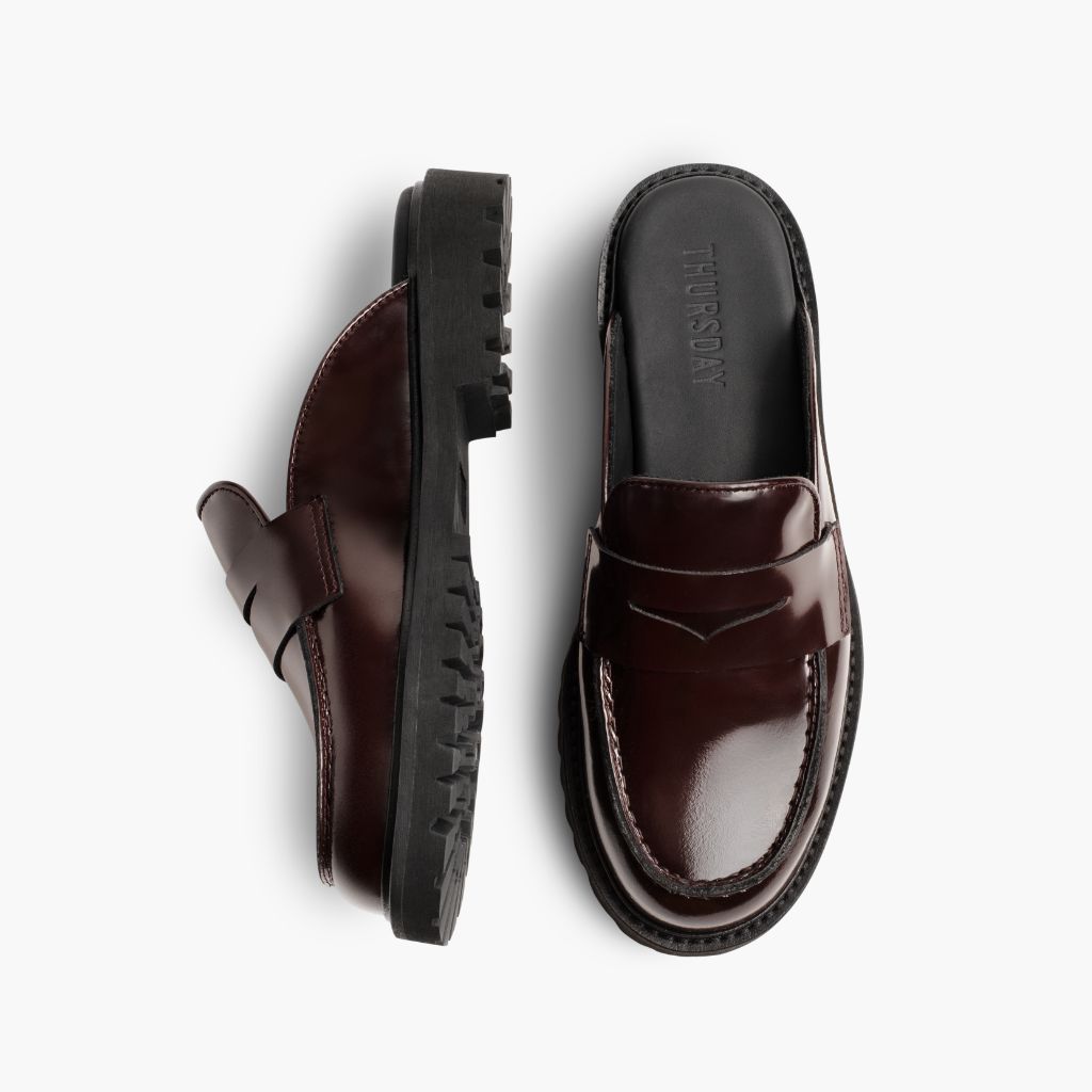 Penny Mule Bordeaux Stivali in pelle da Donna - Contrafforte tallone rinforzato & doppie cuciture di precisione