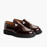 Women's Penny Burgundy Leather Boots in Burgundy Full-Grain Leather - Lateral Side Profile View | Buy Online