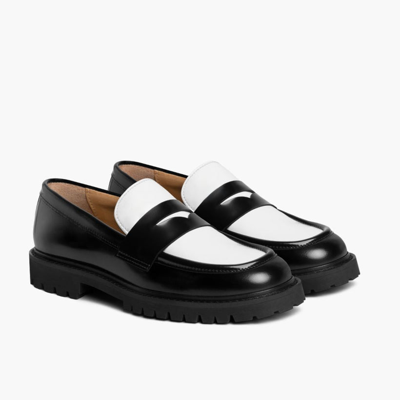 Penny Nero & Bianco Leather Loafers da Donna