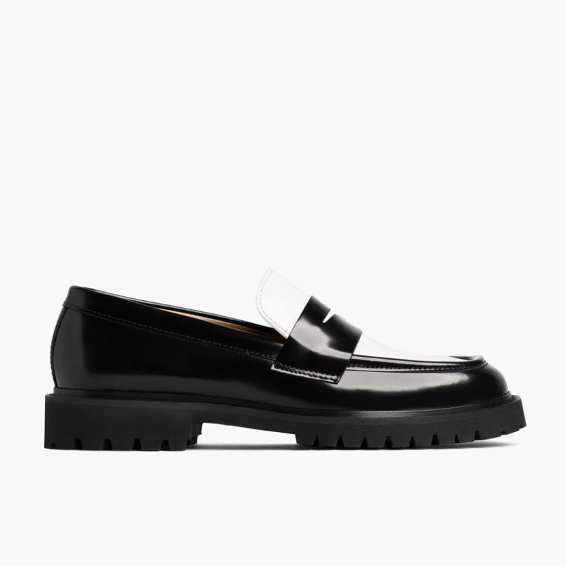 Penny Nero & Bianco Leather Loafers da Donna