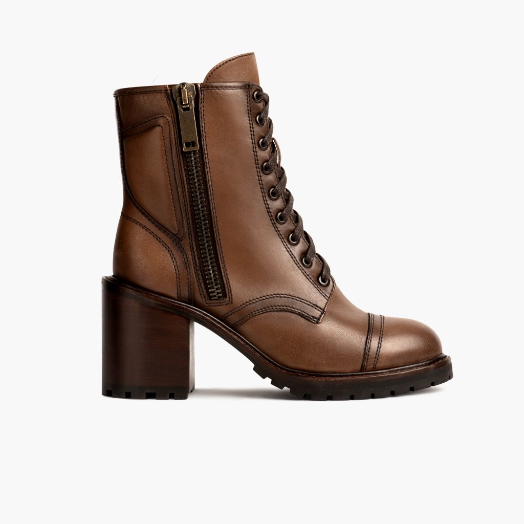 Rebel Grano Ambrato Stivali in pelle da Donna in Classic Full-Grain Leather - Vista laterale | Acquista online