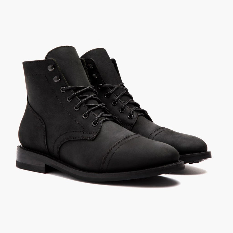Captain Nero Matte Leather Boots da Uomo