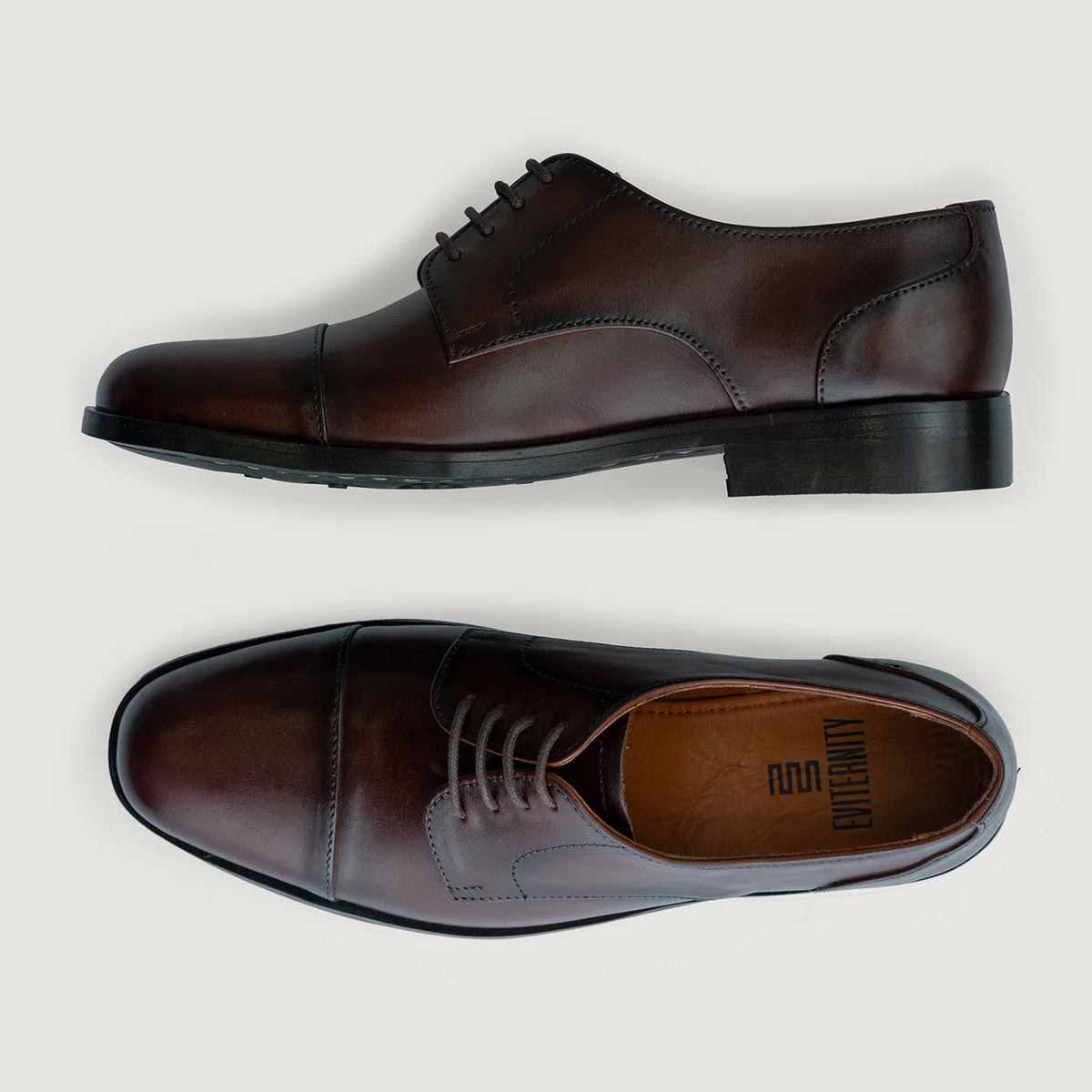 Attorney Derby Brown Leather Shoes For Men - Contrafforte tallone rinforzato & doppie cuciture di precisione
