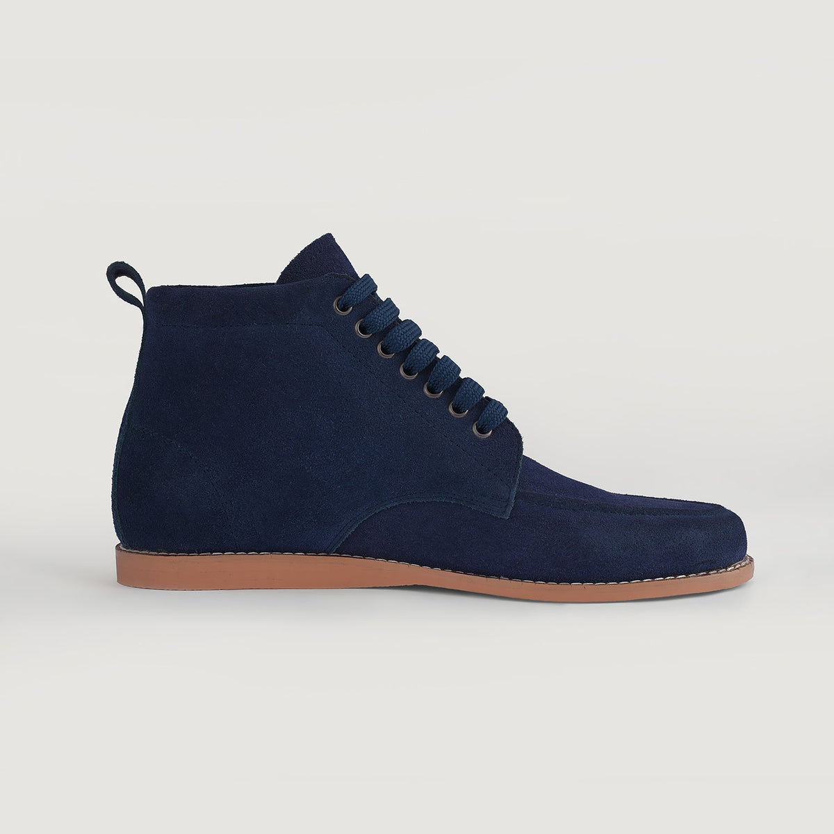 Blue Goatskin Suede Leather Boots - Costruzione Goodyear a guardolo & dettaglio puntale